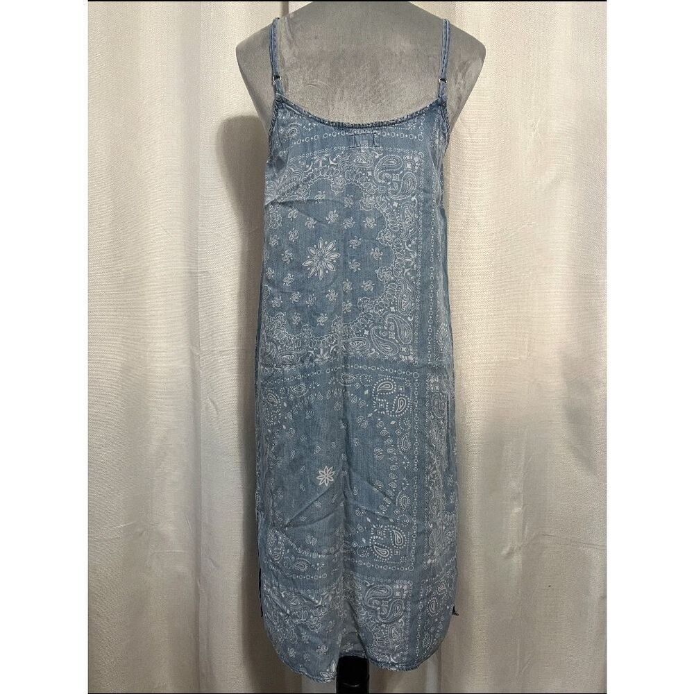Thread & Supply Sky Blue Bandana-Print Slip Dress Sz Small - Picture 6 of 9